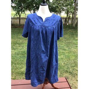 Go Softly Patio Blue Embroidered Dress XL Womens Cotton & Polyester Mumu Vintage